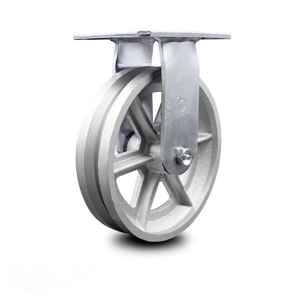 8 Inch Heavy Duty Top Plate V Groove Semi Steel Rigid Caster with Ball Bearing